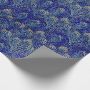 Papier Cadeau Motif de plume de paon de luxe Art Nouveau