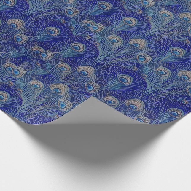Papier Cadeau Motif de plume de paon de luxe Art Nouveau (Coin)