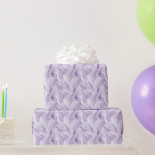 Papier Cadeau Motif de plumes blanches et violettes pour mariage