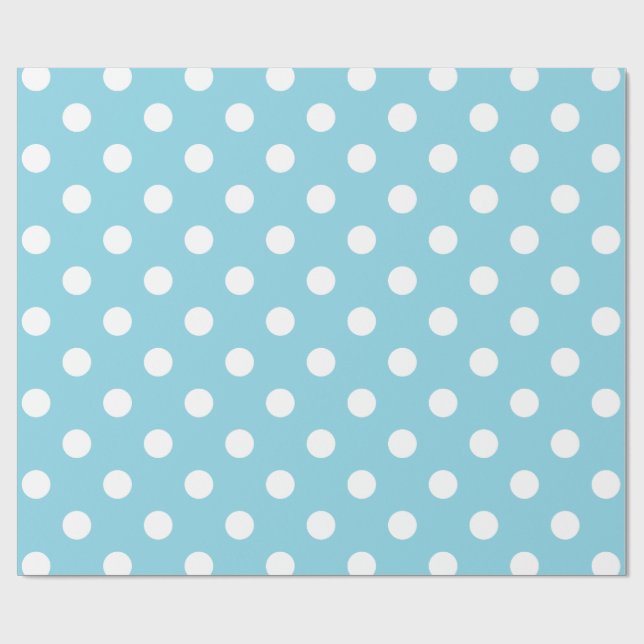 Papier Cadeau Motif de point bleu et blanc de polka (Plat)