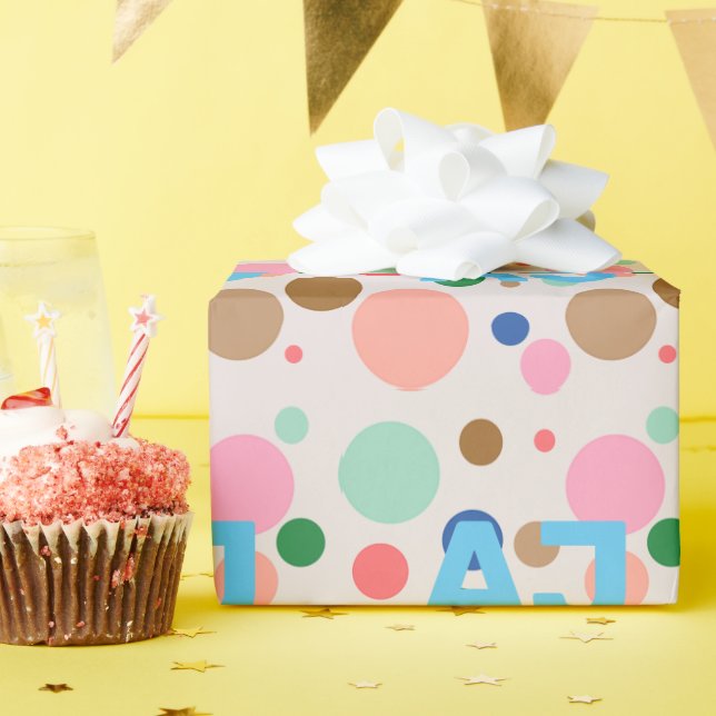 Papier Cadeau Motif de point de Polka Monogramme moderne (Fête d'anniversaire)