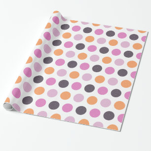 Papier Cadeau Motif de point de Polka rose violet orange rétro