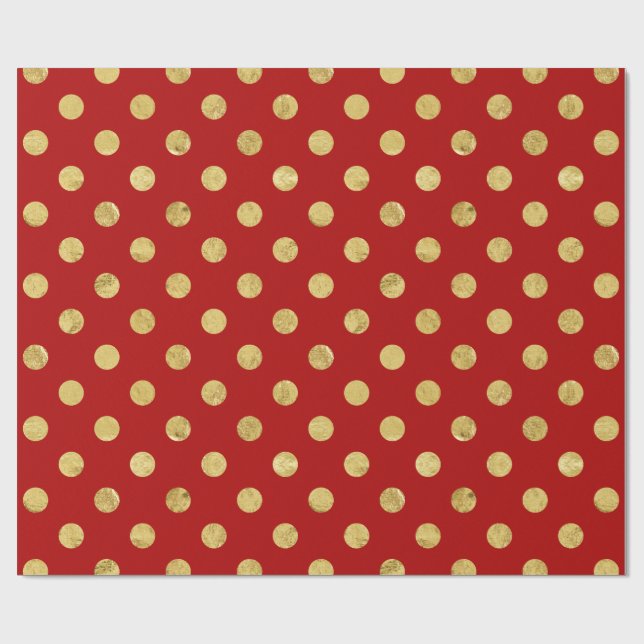 Papier Cadeau Motif de point élégant de polka de feuille d'or - (Plat)