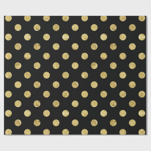 Papier Cadeau Motif de point élégant de polka de feuille d'or -
