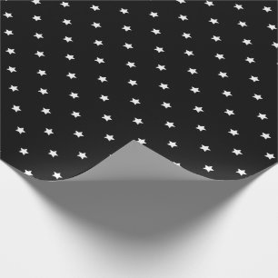 Papier Cadeau Motif de point noir et blanc de polka d'étoiles