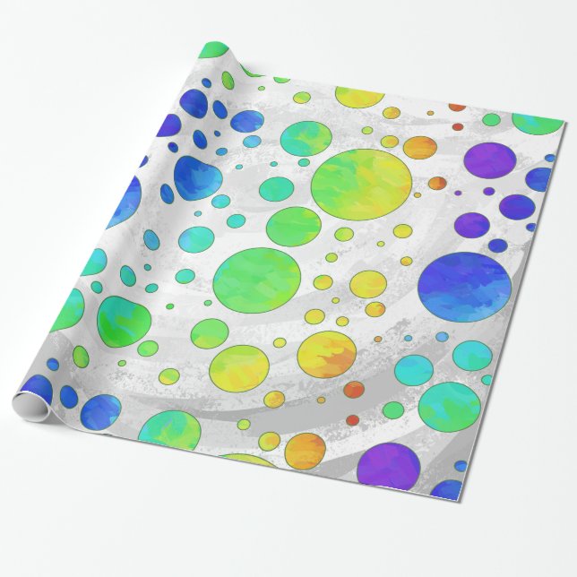 Papier Cadeau Motif de point Rainbow Icy Polka (Déroulé)