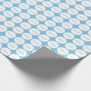 Papier Cadeau Motif de points blanc sur bleu-clair avec le nom