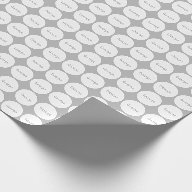 Papier Cadeau Motif de points blanc sur le gris avec le nom (Coin)