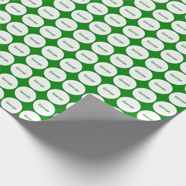Papier Cadeau Motif de points blanc sur le vert avec le nom (Coin)