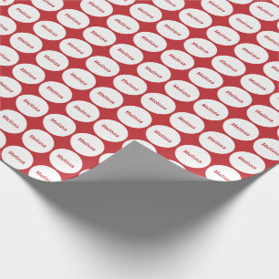 Papier Cadeau Motif de points blanc sur rouge foncé avec le nom