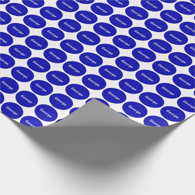 Papier Cadeau Motif de points de bleu royal sur le blanc avec le (Coin)