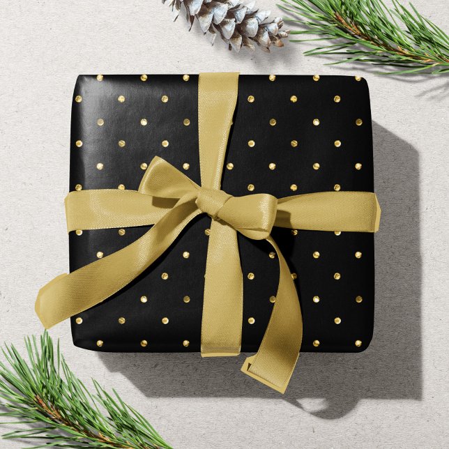 Papier Cadeau Motif de points dorés modernes pour les fêtes de N (Modern gold dot pattern Christmas Holiday Wrapping Paper)
