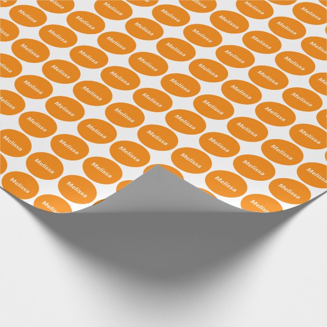 Papier Cadeau Motif de points orange sur le blanc avec le nom (Coin)