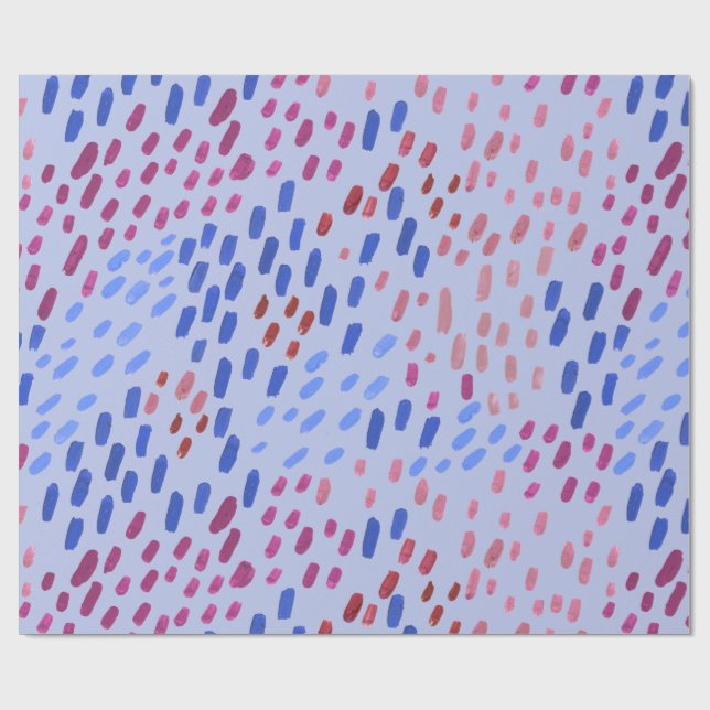 Papier Cadeau Motif de points peints – Bleu abstrait peint à la  (Plat)