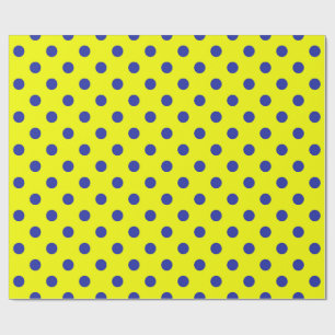 Papier Cadeau Motif de points polka jaunes et bleus 