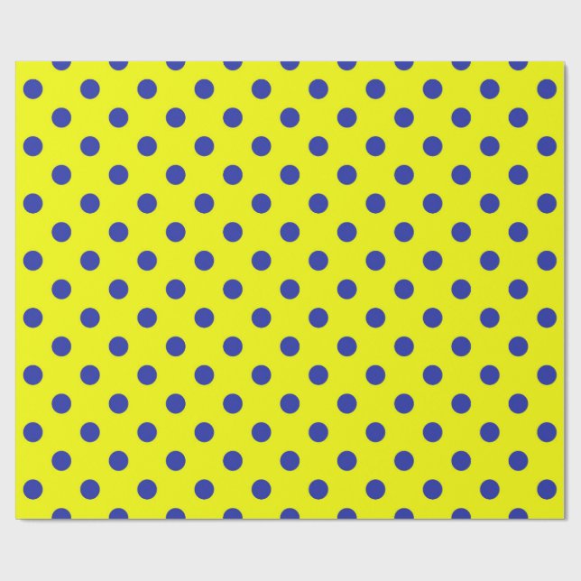 Papier Cadeau Motif de points polka jaunes et bleus  (Plat)
