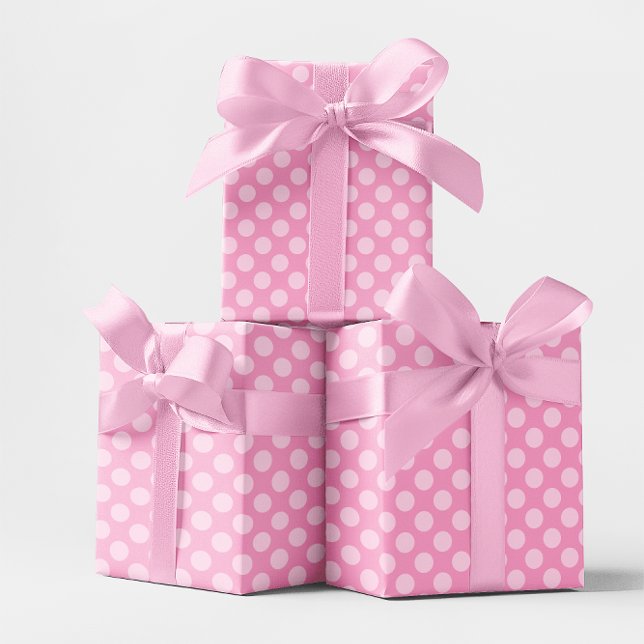Papier Cadeau Motif de points Polka rose monochrome (Pink Monochrome Polka Dot Pattern Wrapping Paper)
