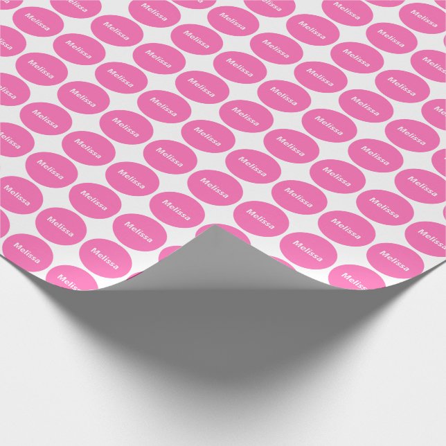 Papier Cadeau Motif de points rose sur le blanc avec le nom (Coin)