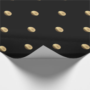 Papier Cadeau Motif de pois élégant de regard de noir et d'or
