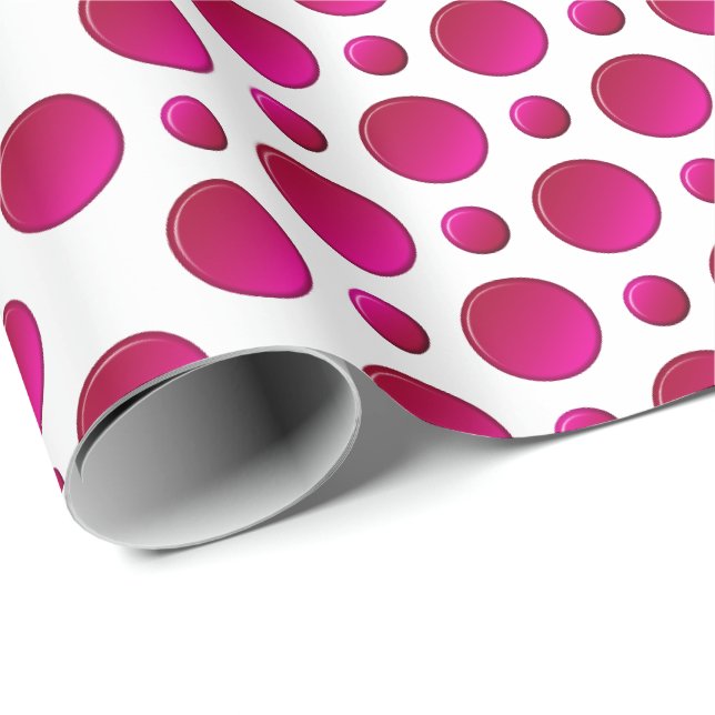 Papier Cadeau Motif de pois rouge (Coin rond)
