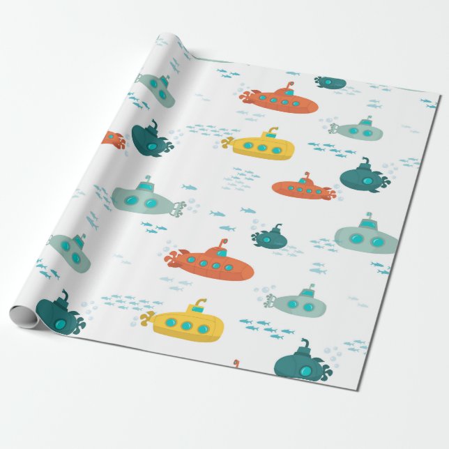 Papier Cadeau Motif de poisson de mer profond sous-marin mignon (Déroulé)