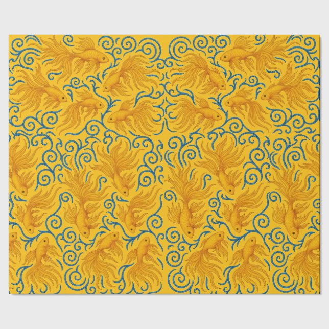 Papier Cadeau Motif de poisson doré pour elle (Couture)