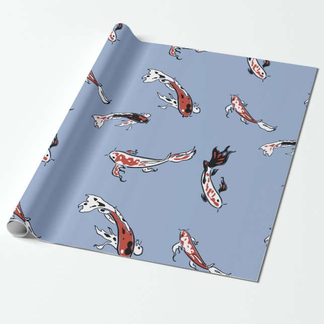 Papier Cadeau Motif de poisson Koi Carp (Déroulé)