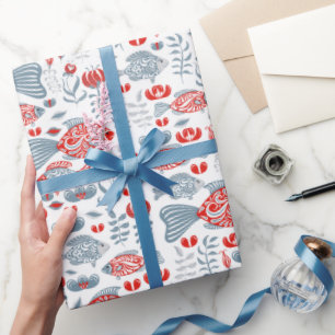 Papier Cadeau Motif de poisson moderne