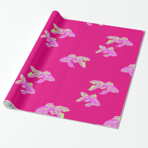Papier Cadeau motif de poisson rouge rose