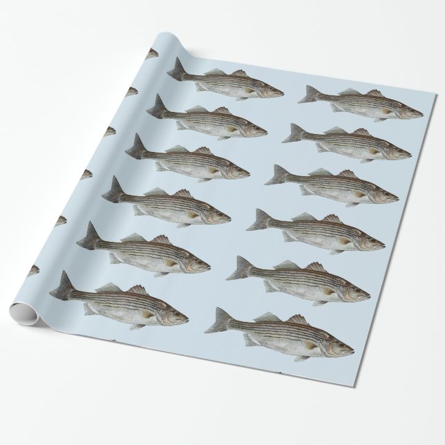 Papier Cadeau Motif de poissons de bar d'Amérique (Déroulé)