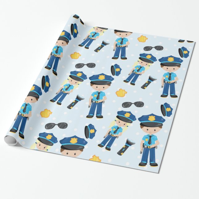 Papier Cadeau Motif de police (Déroulé)