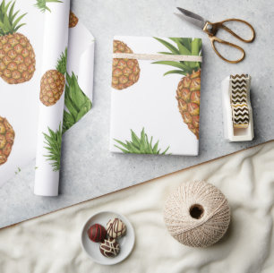 Papier Cadeau Motif de pomme de pin aquarelle 1