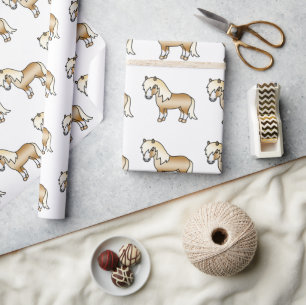 Papier Cadeau Motif de poney de dessin animé mignon Palomino She