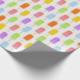 Papier Cadeau Motif de Popsicles arc-en-ciel d'été