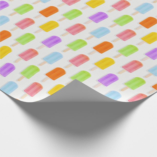 Papier Cadeau Motif de Popsicles arc-en-ciel d'été (Coin)