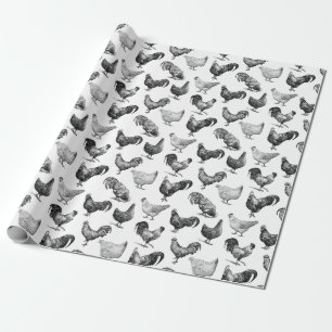 Papier Cadeau Motif de poulet de la ferme Retro Country