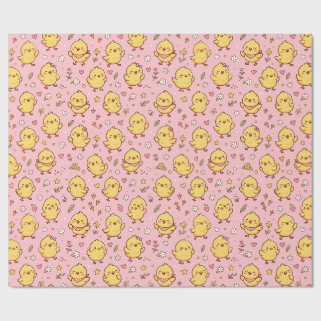 Papier Cadeau Motif de poussin mignon (Plat)