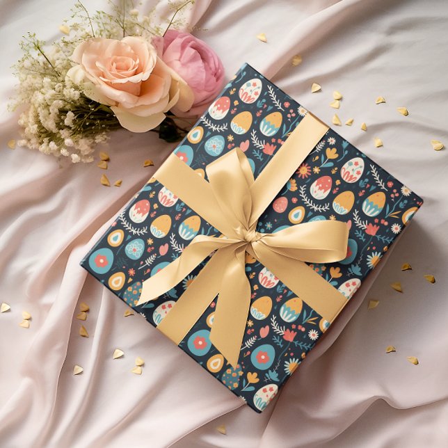 Papier Cadeau Motif de printemps des oeufs de Pâques (Créateur téléchargé)
