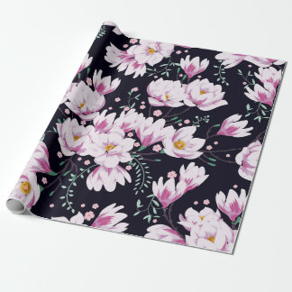 Papier Cadeau Motif de printemps sans couture avec magnolias.