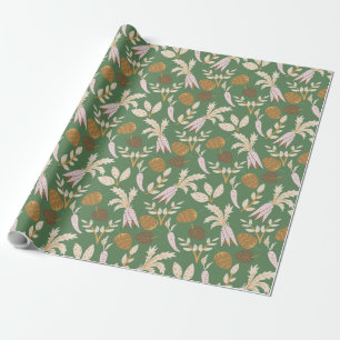 Papier Cadeau Motif de printemps vert