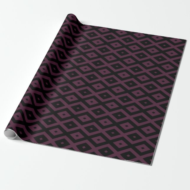 Papier Cadeau Motif de prune et de diamant noir (Déroulé)