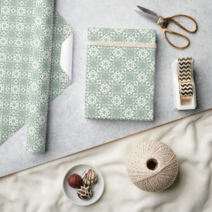 Papier Cadeau Motif de pull nordique d'hiver avec menthe