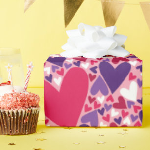 Papier Cadeau Motif de Purple and Red Hearts