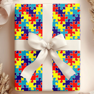 Papier Cadeau Motif de puzzle de sensibilisation à l'autisme Asp