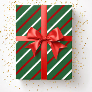 Papier Cadeau Motif de rayures de Noël vertes