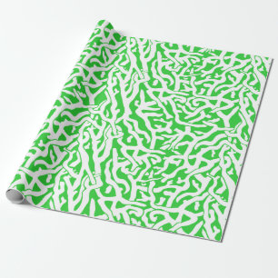 Papier Cadeau Motif de récif coralien de plage en vert et blanc