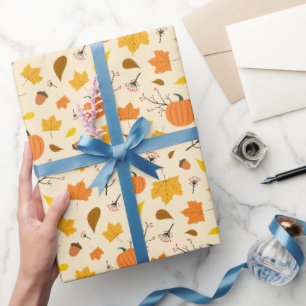 Papier Cadeau Motif de récolte de citrouille d'automne