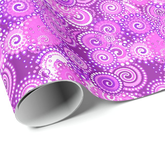 Papier Cadeau Motif de remous de fractale, nuances de pourpre (Coin rond)