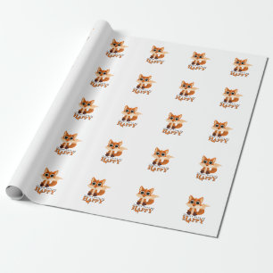 Papier Cadeau Motif de renard mignon avec citation «Les renards