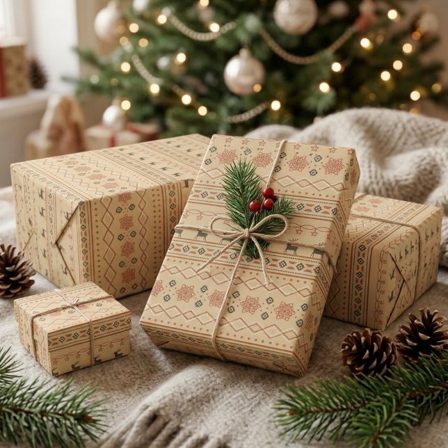 Papier Cadeau Motif de Renne pour Pull de Noël (Créateur téléchargé)